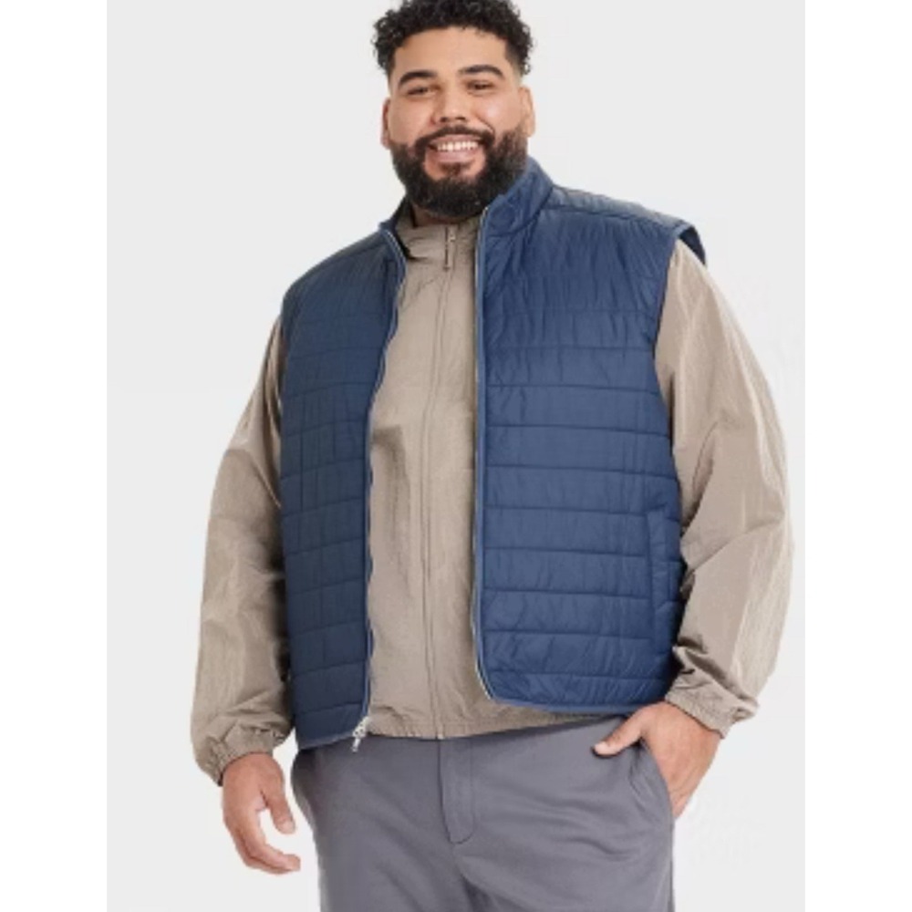 Goodfellow‎ Mens Puffer Vest XXL Blue Water Resistant Minimalist Gorpcore Layer